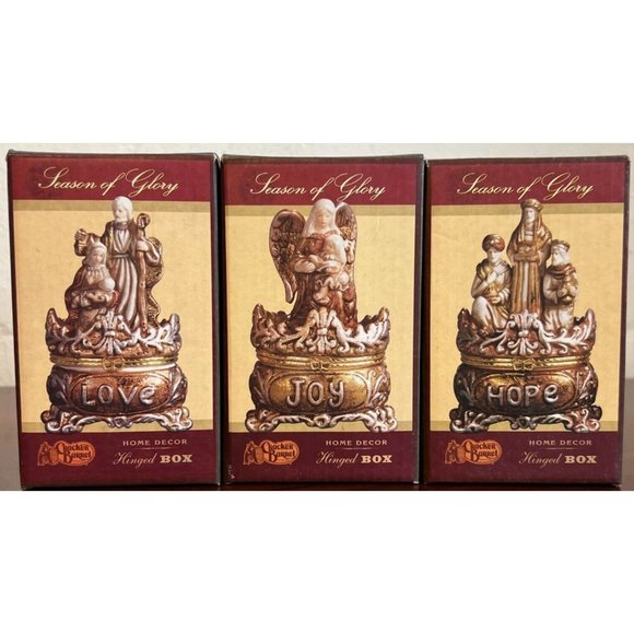 Cracker Barrel Other - Set Of 3 NIB Vintage Cracker Barrel Season Of Glory Hinged Box Hope Joy Love